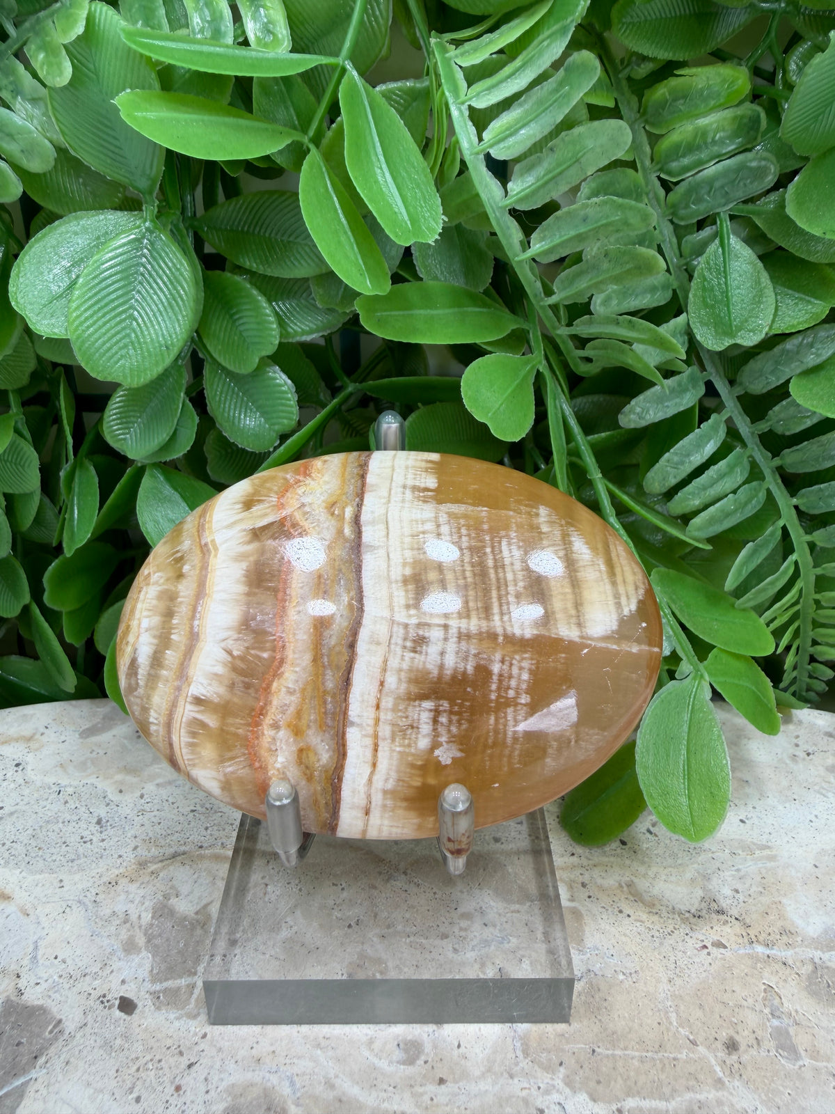 Honey Banded Calcite Palm Stone | Confidence • Motivation • Personal Power