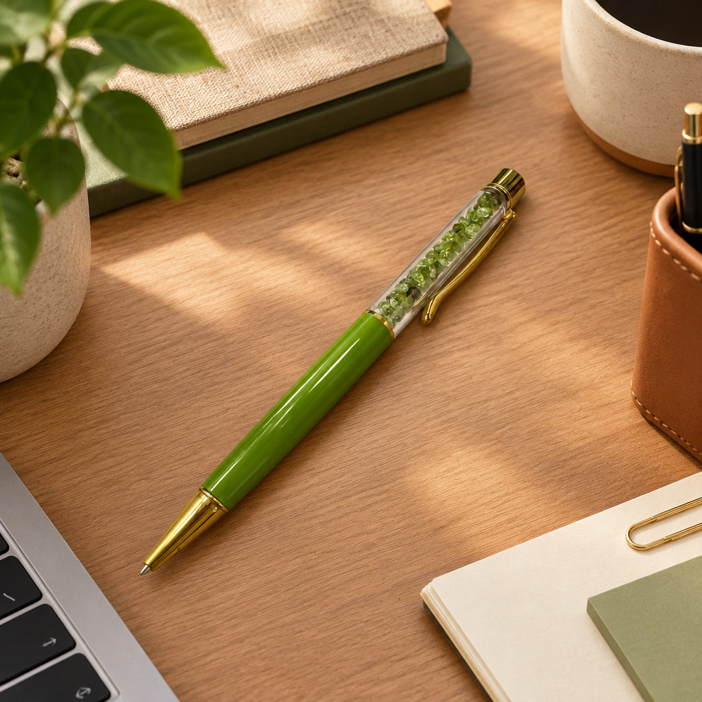 Peridot Premium Crystal Chip Pen
