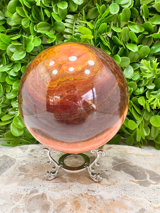 Peach Banded Calcite Sphere 2546g