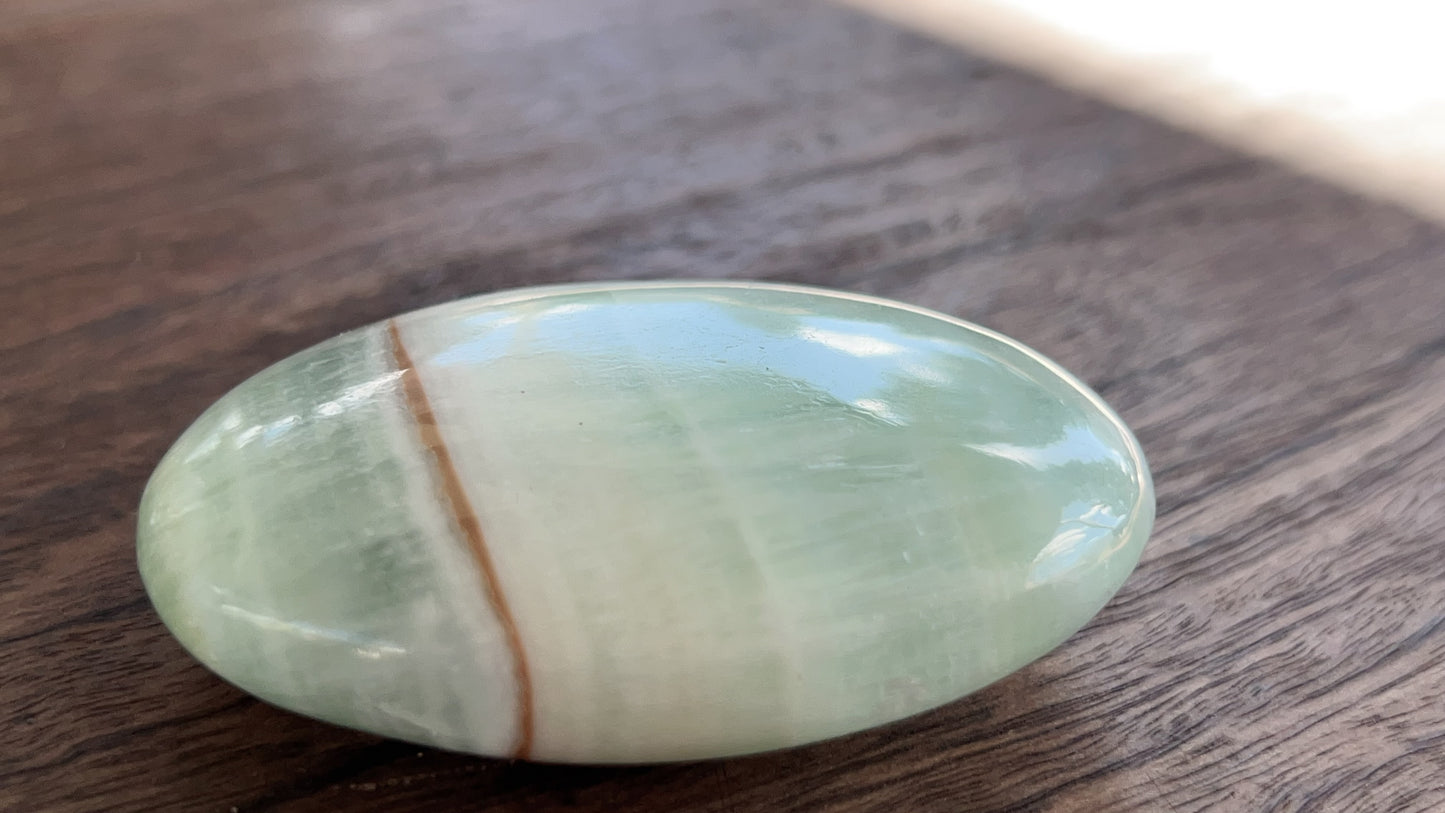 Pistachio Calcite Palm Stone 122g
