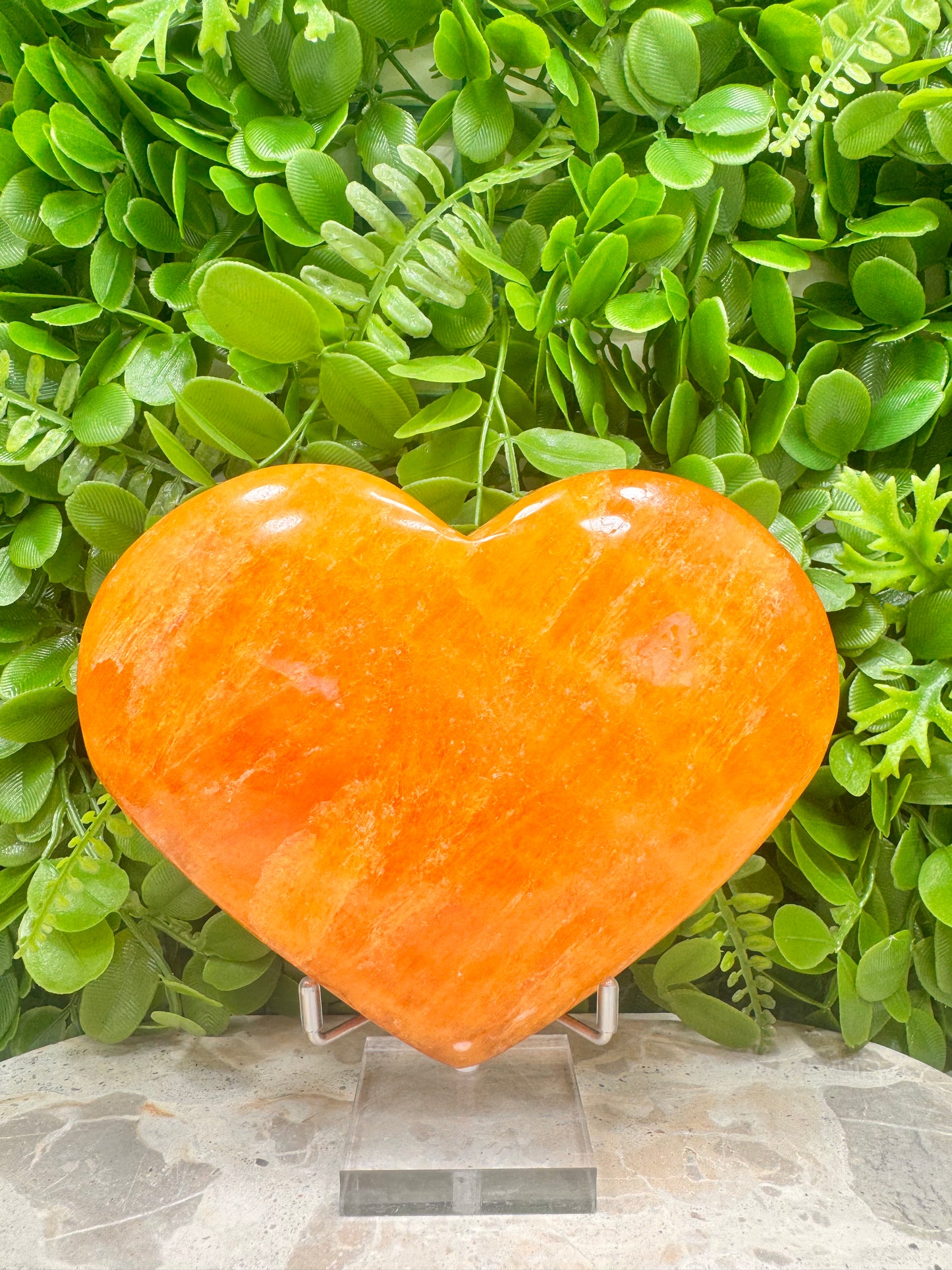 Crystalized Orange Calcite Heart 1166g