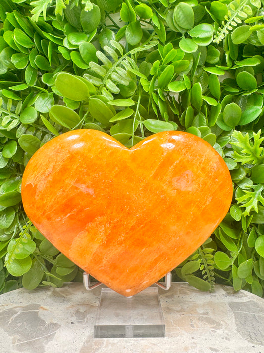 Crystalized Orange Calcite Heart 1166g