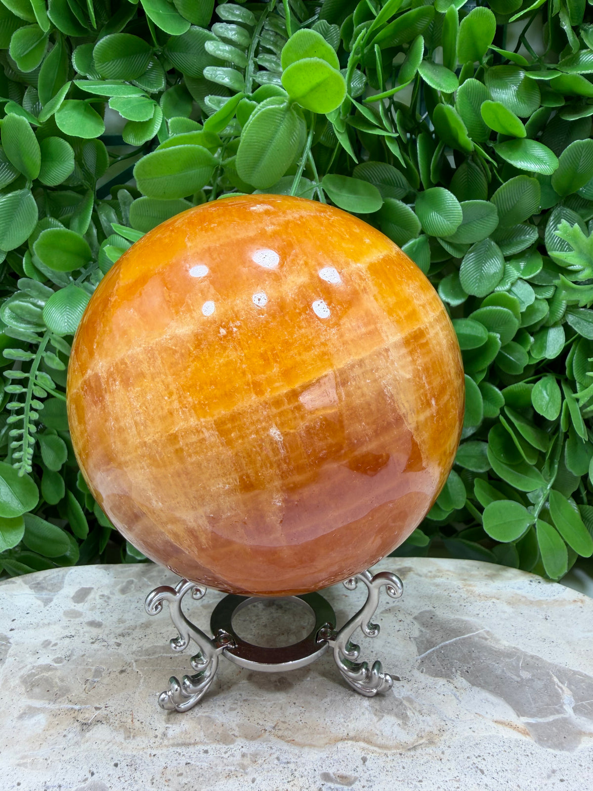 Crystallised Orange Calcite Sphere | Energy • Joy • Creativity