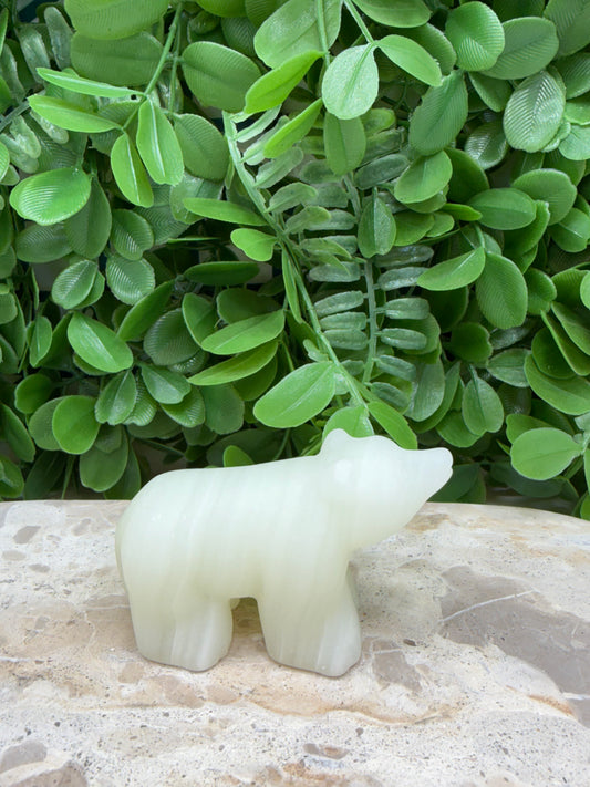 Green Banded Calcite Bear | Emotional Balance • Renewal • Inner Peace