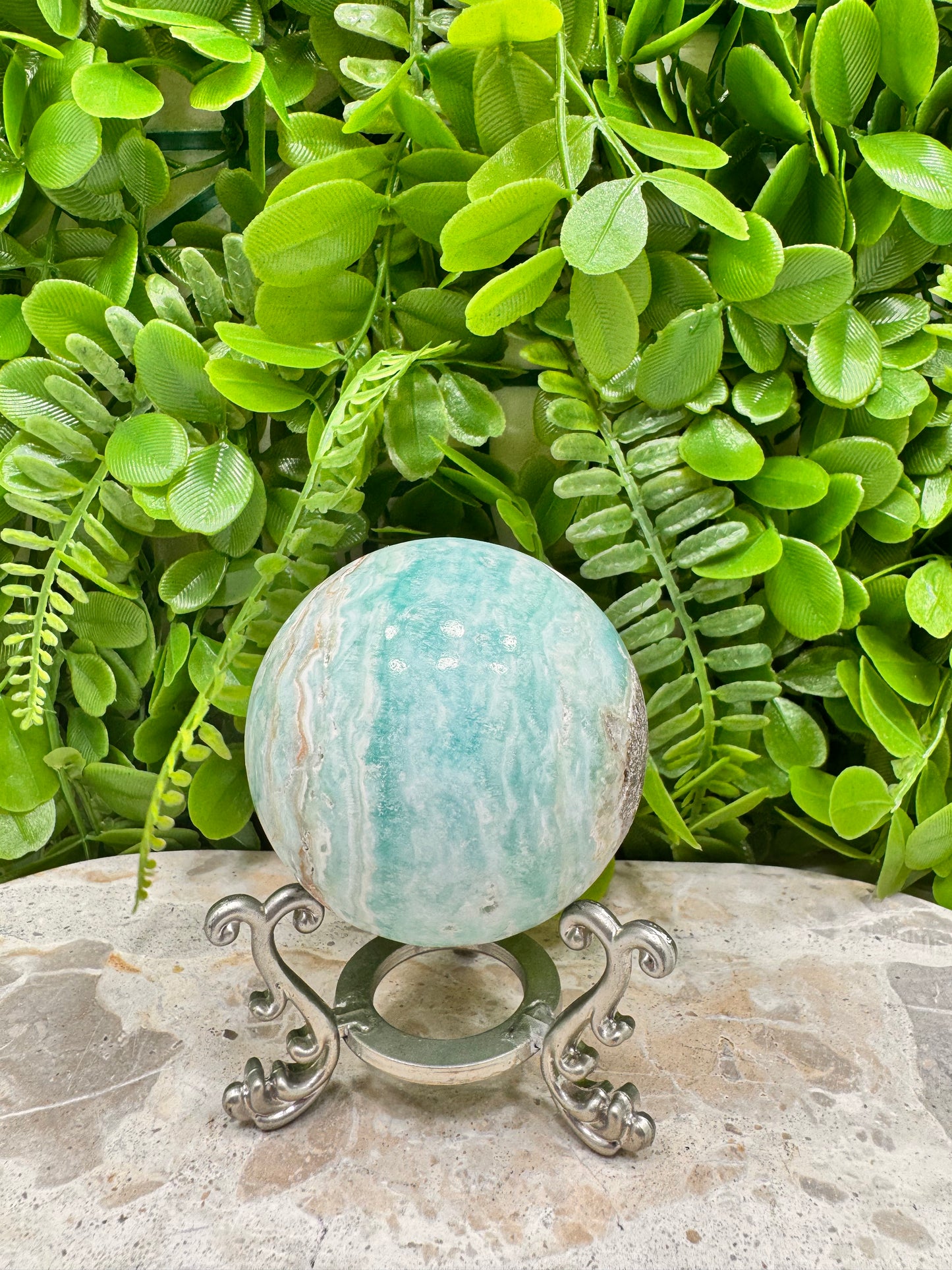 Blue Aragonite Sphere 382g