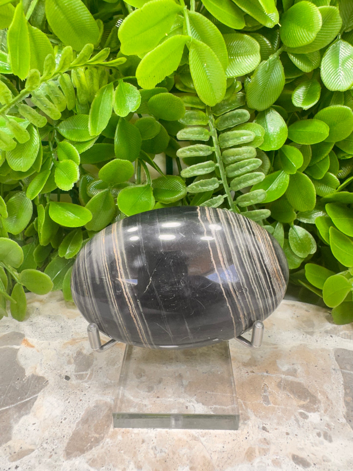 Black Banded Onyx Palm Stone 196g