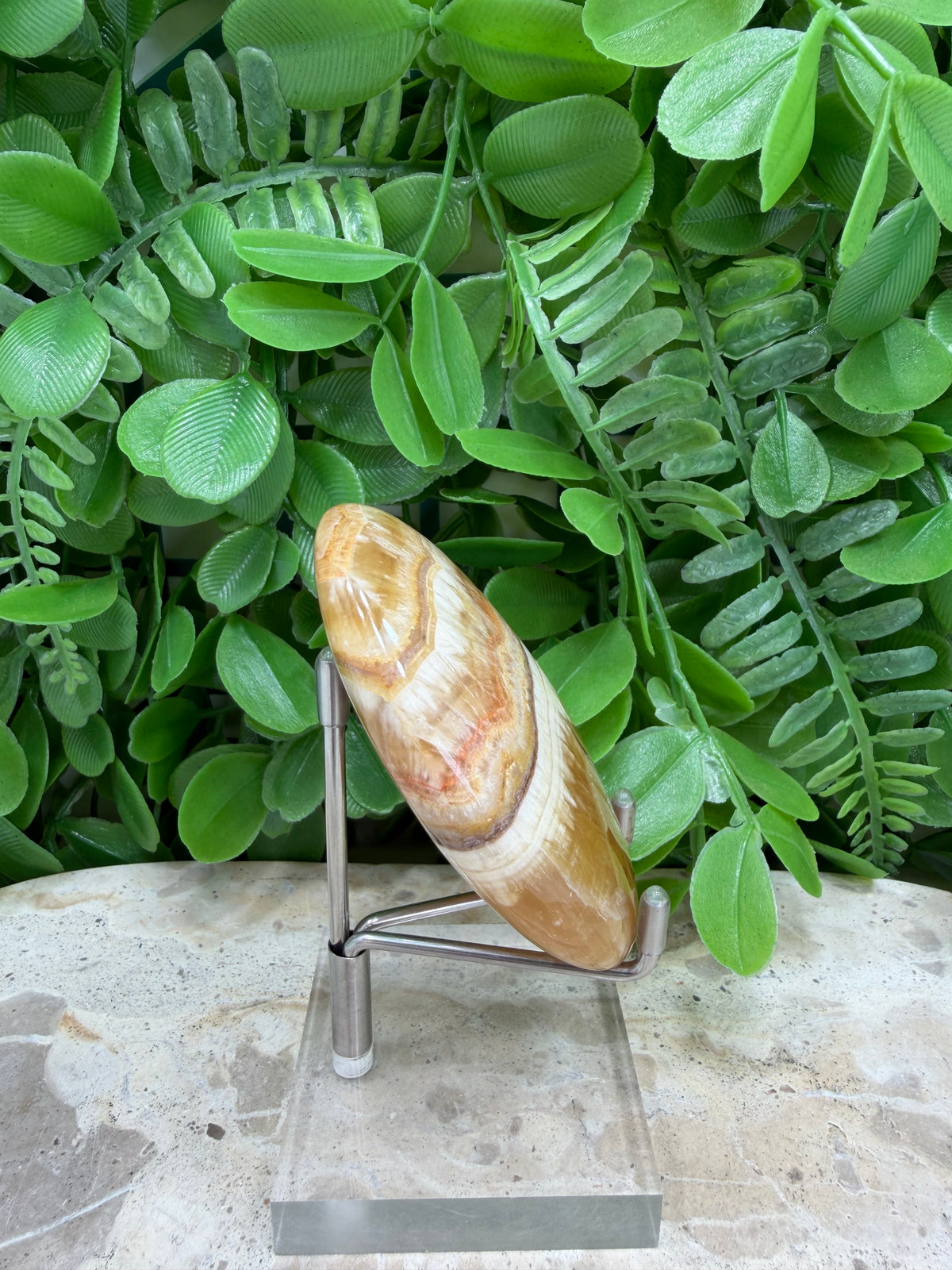 Honey Banded Calcite Palm Stone | Confidence • Motivation • Personal Power