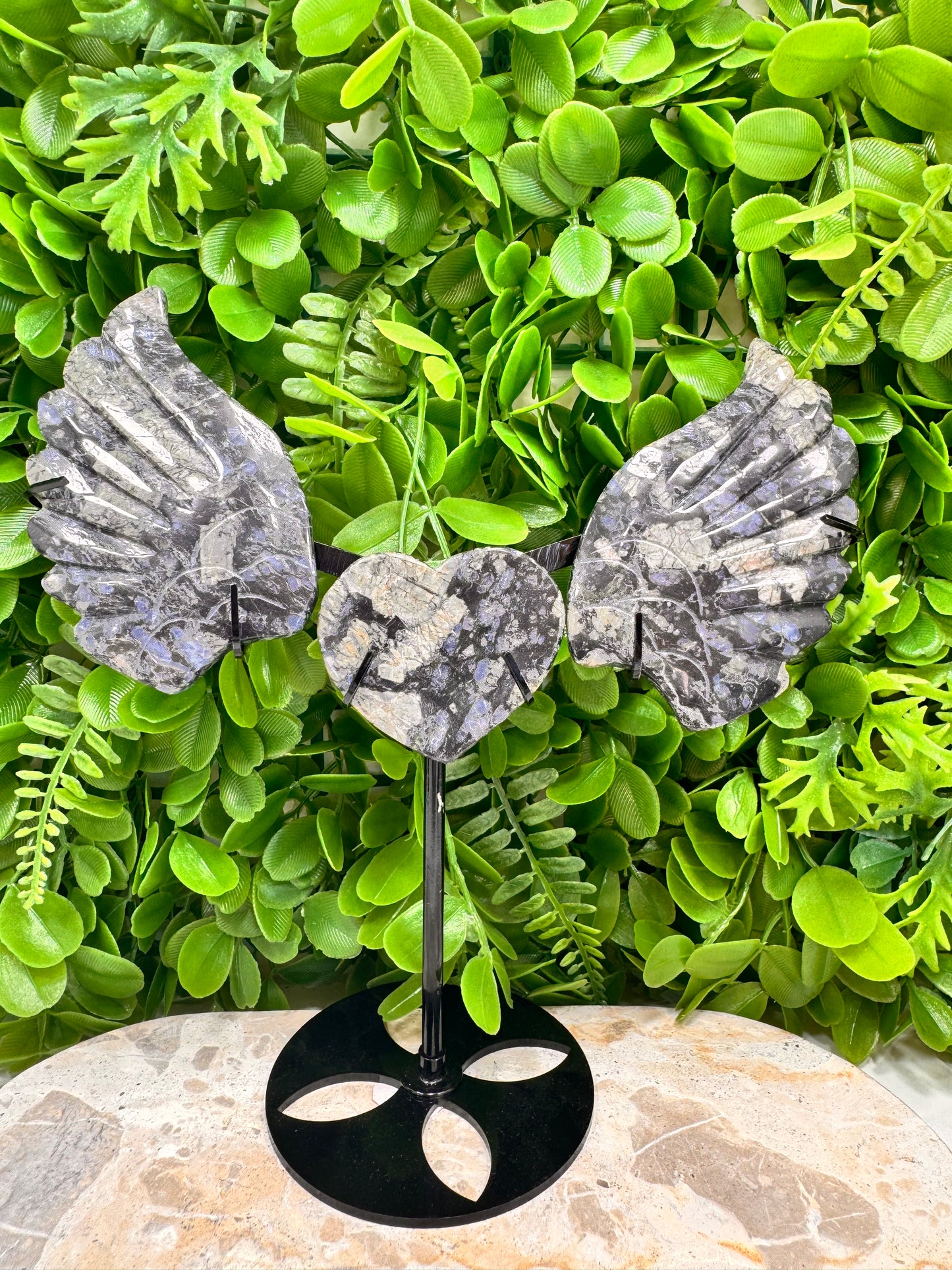 Moss Agate Heart Wings 426g
