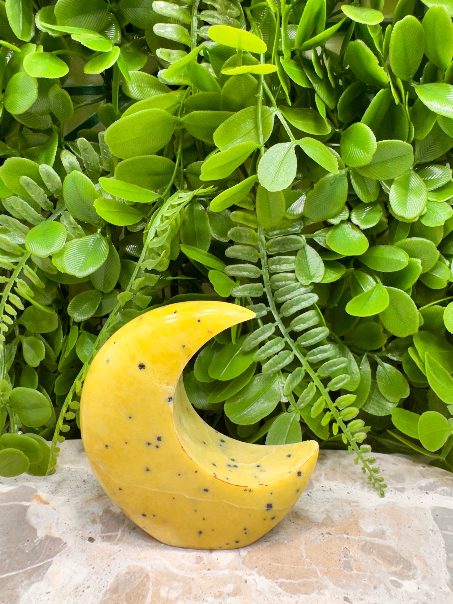 Yellow Jade with Hematite Moon 228g