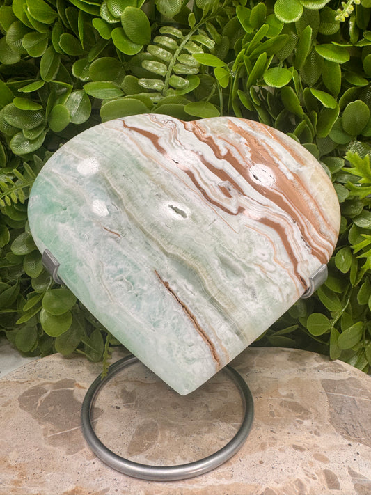 Blue Caribbean Calcite Heart 1252g