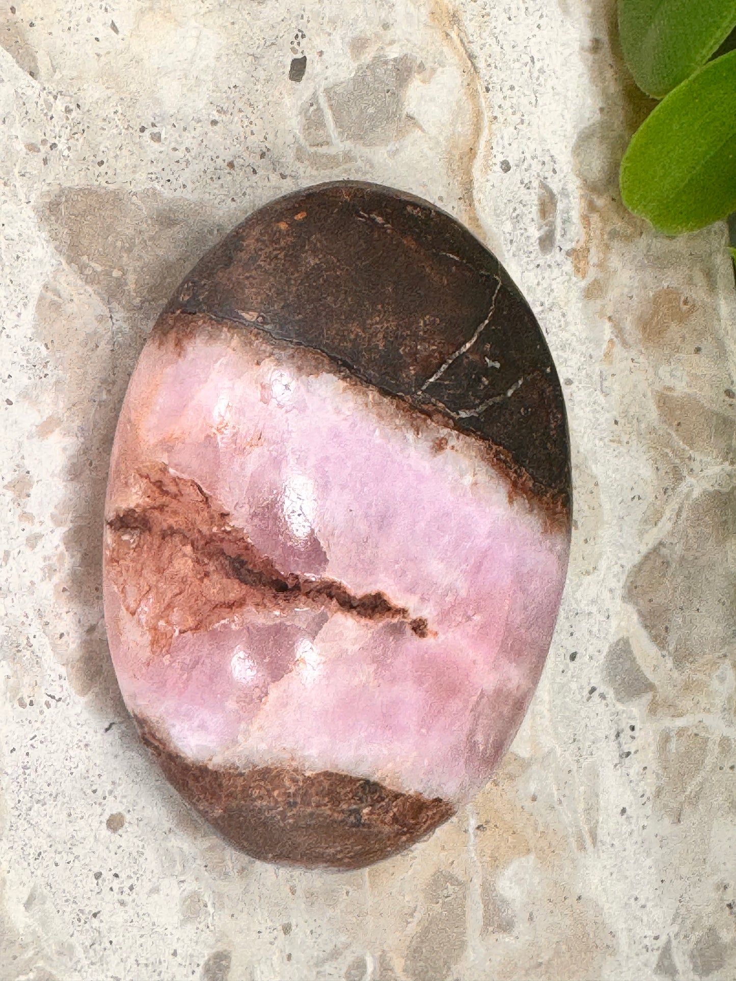 Pink Aragonite Palm Stone 160g