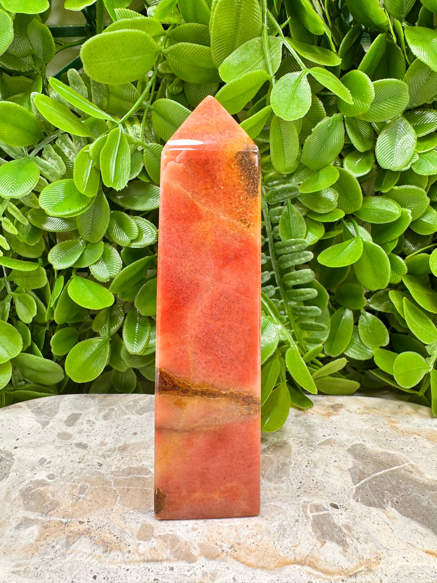 Peach Banded Calcite Tower 340g