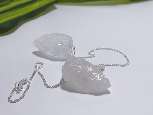 Clear Quartz Raw Pendulum