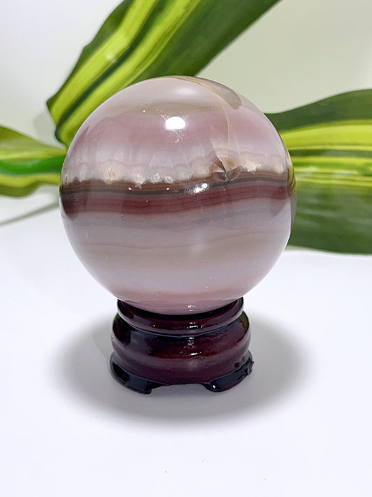Pink Banded Calcite Sphere 382G