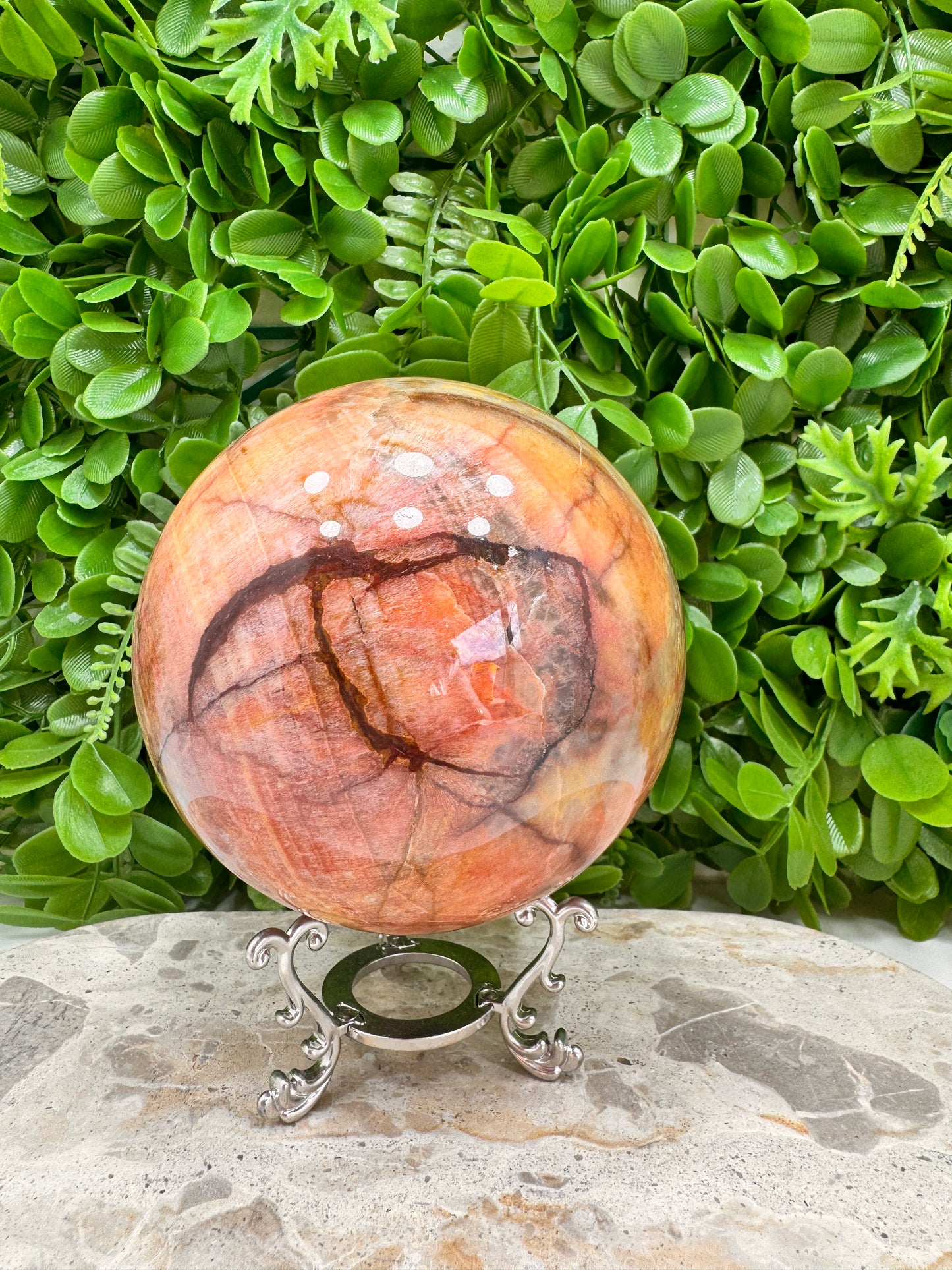 Peach Banded Calcite Sphere 2072g