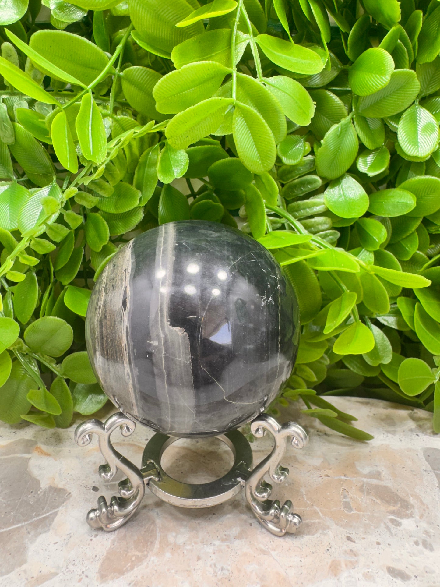 Black Banded Onyx Sphere 452g