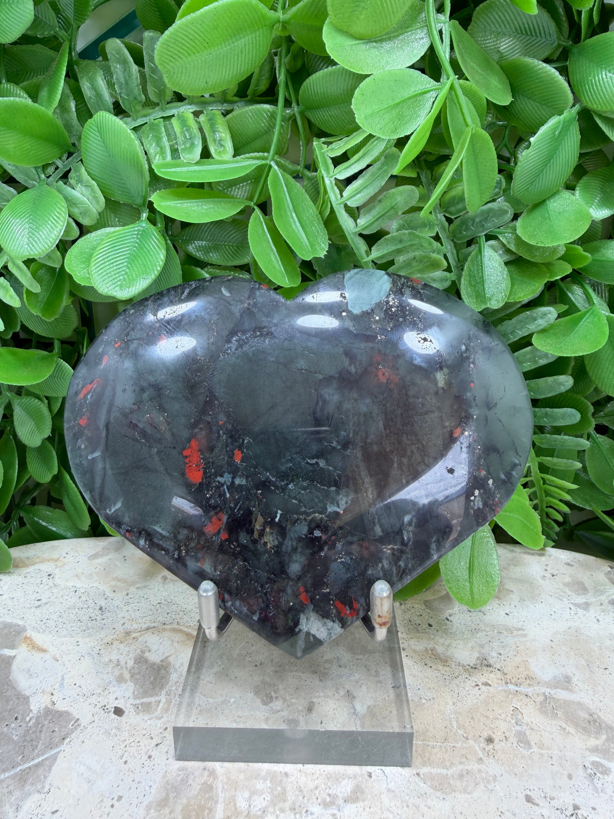 African Bloodstone Heart | Strength • Courage • Vitality