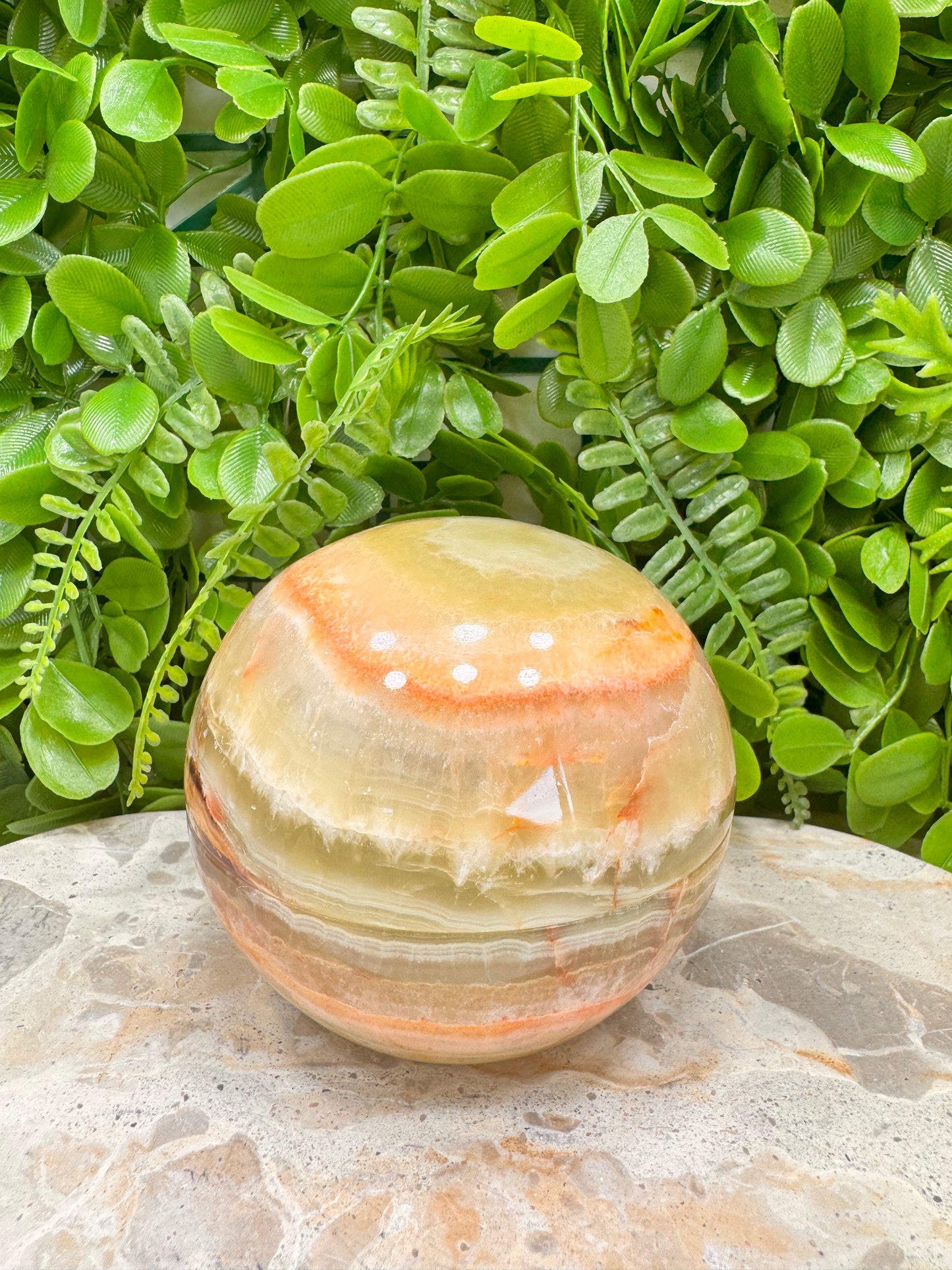 Green Banded Onyx Sphere Bowl 534g