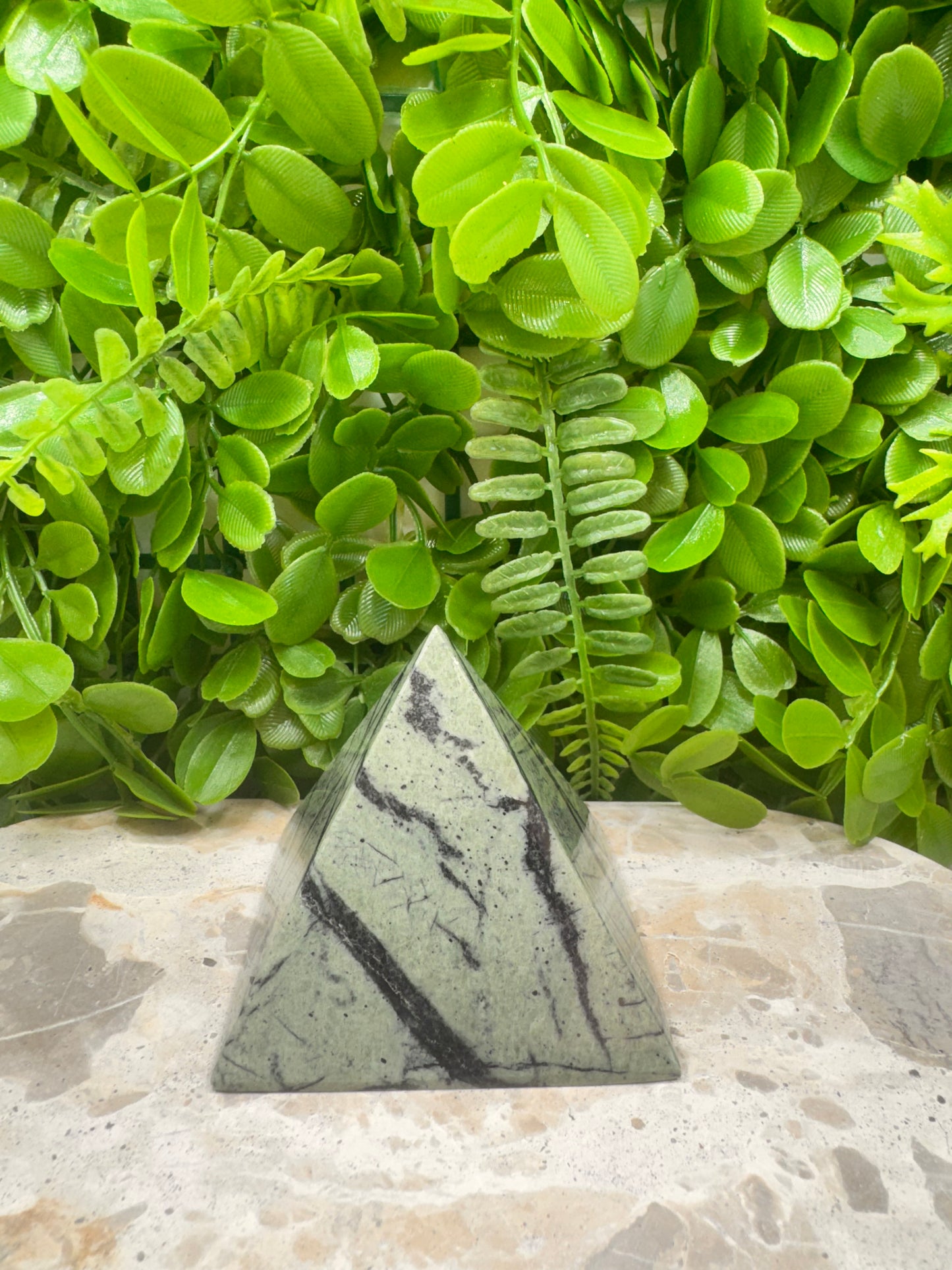 Black Vein Serpentine Pyramid 394g