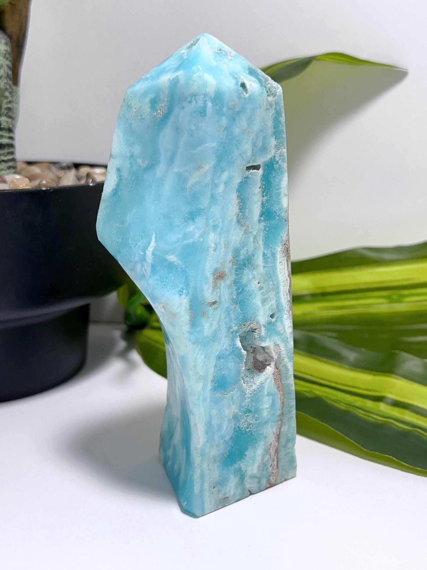 Blue Aragonite with Smithsonite Tower 552g