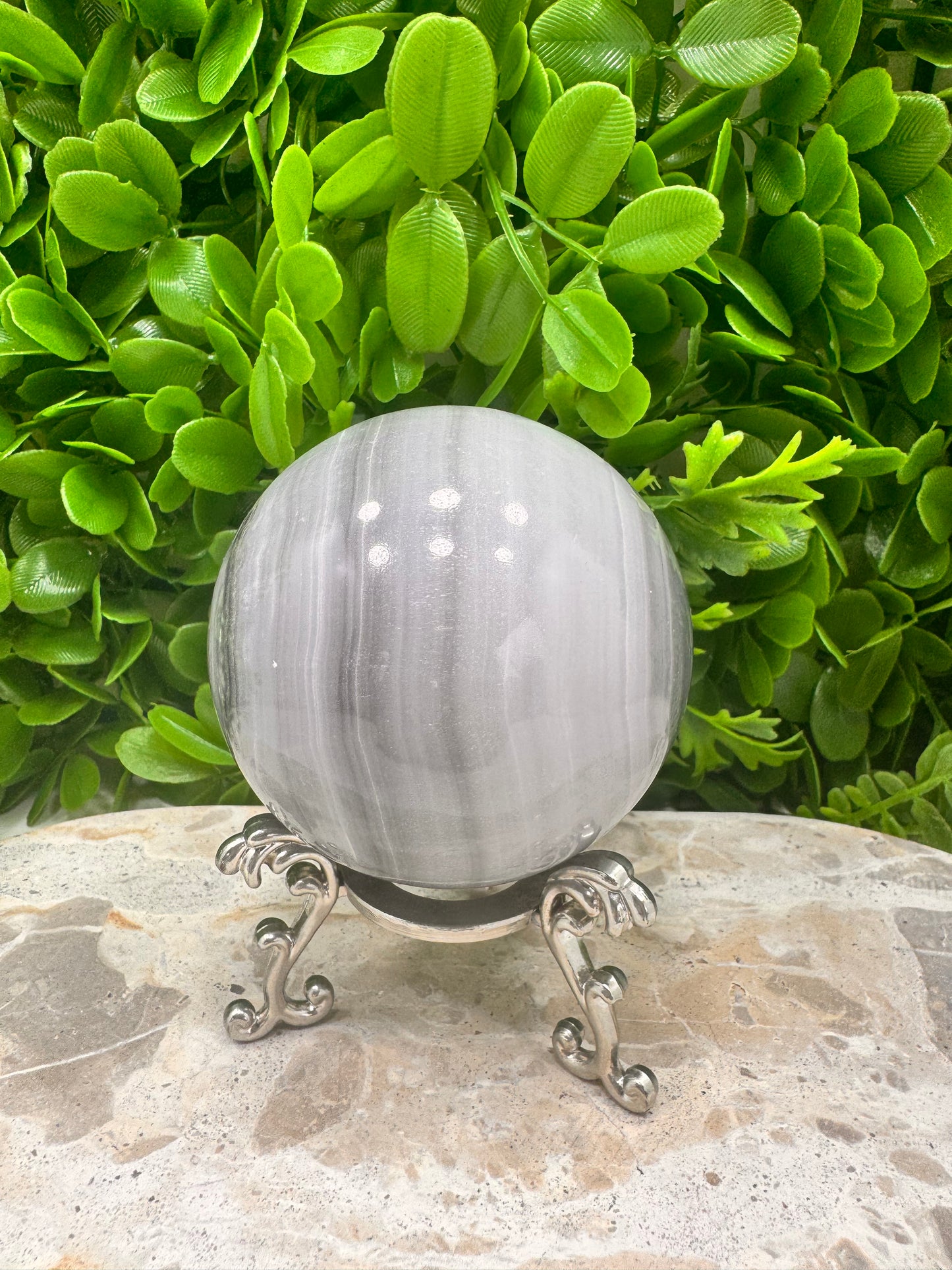 Black and White Banded Onyx Sphere 602g