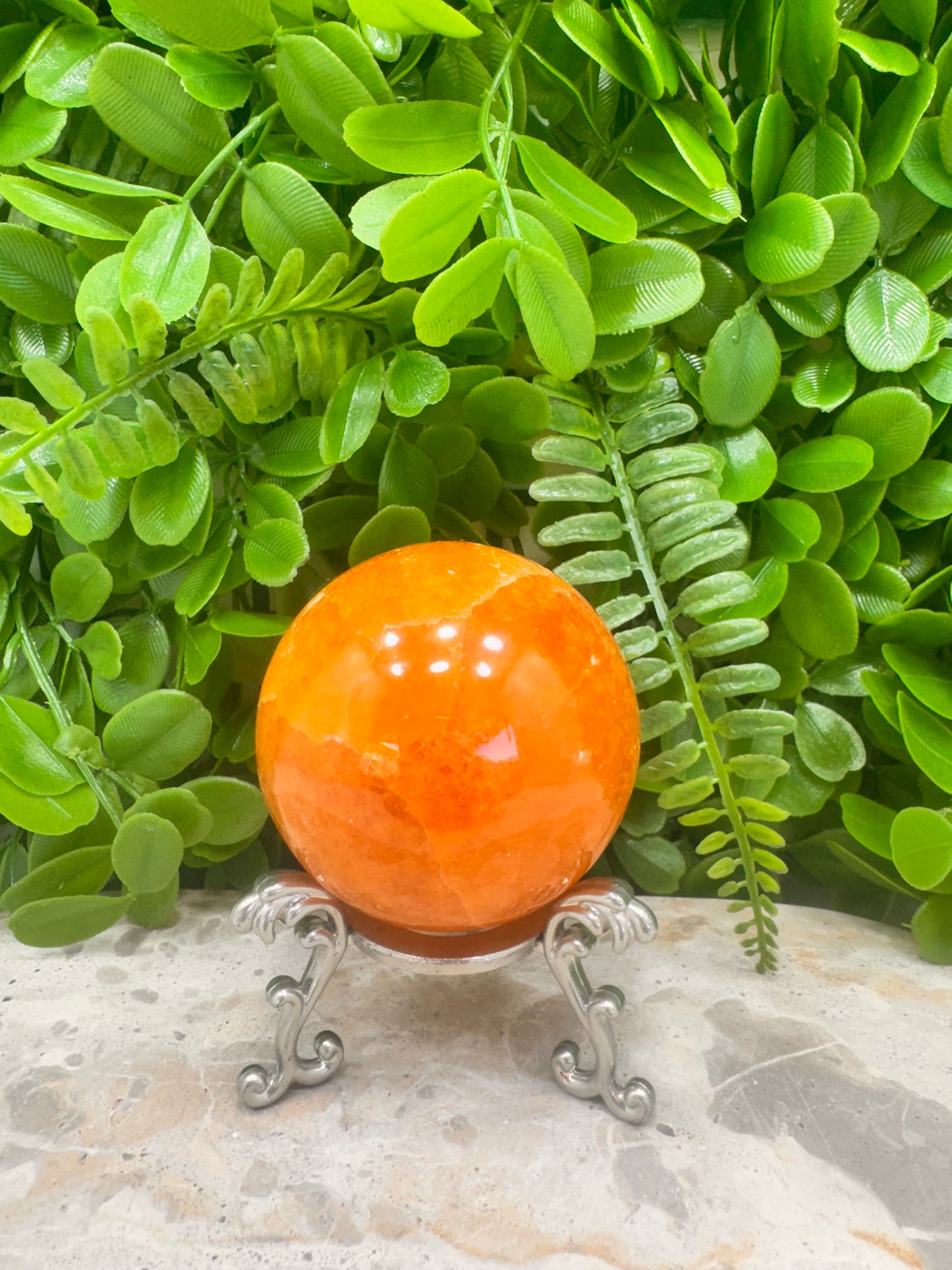 Crystalized Orange Calcite Sphere 398g
