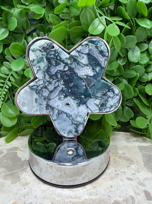 Moss Agate Flower USB Lamp 466g