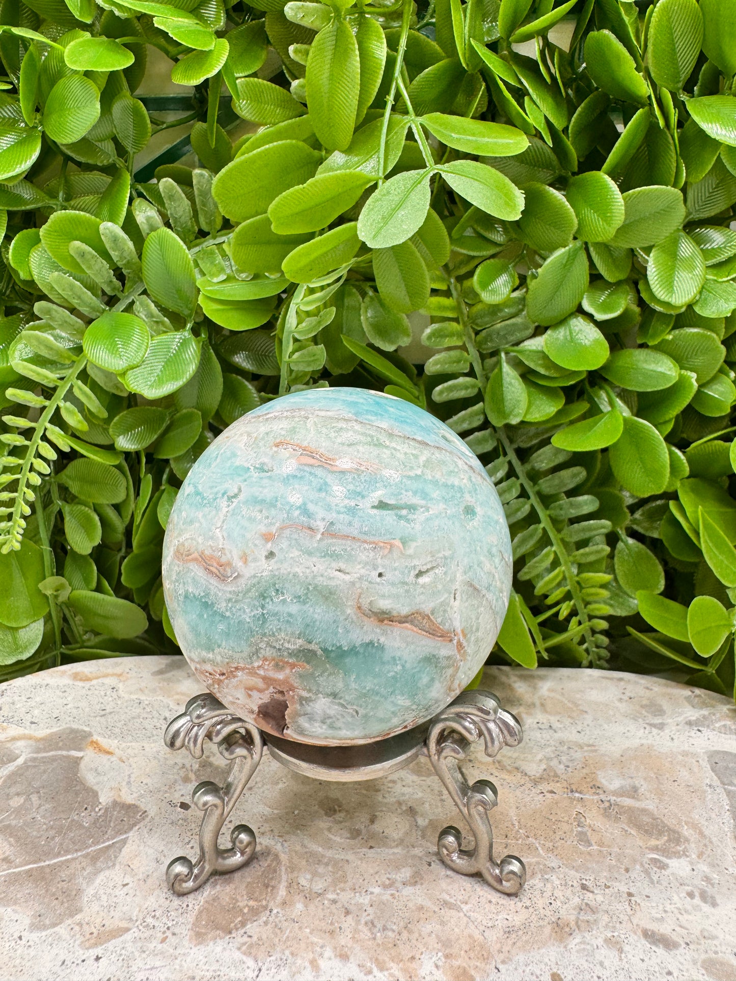 Blue Aragonite Sphere 488g