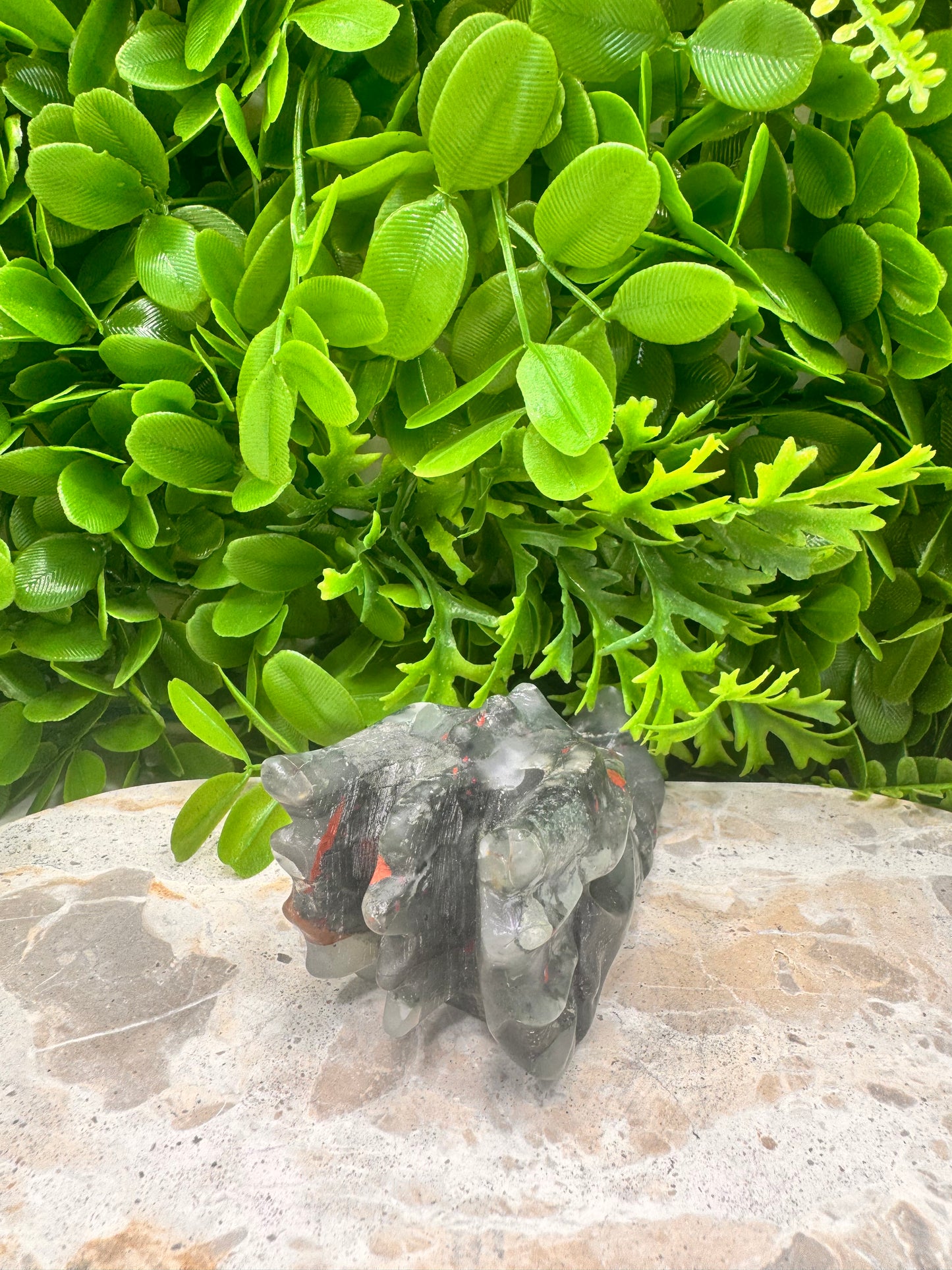 African Bloodstone Dragon Skull 278g