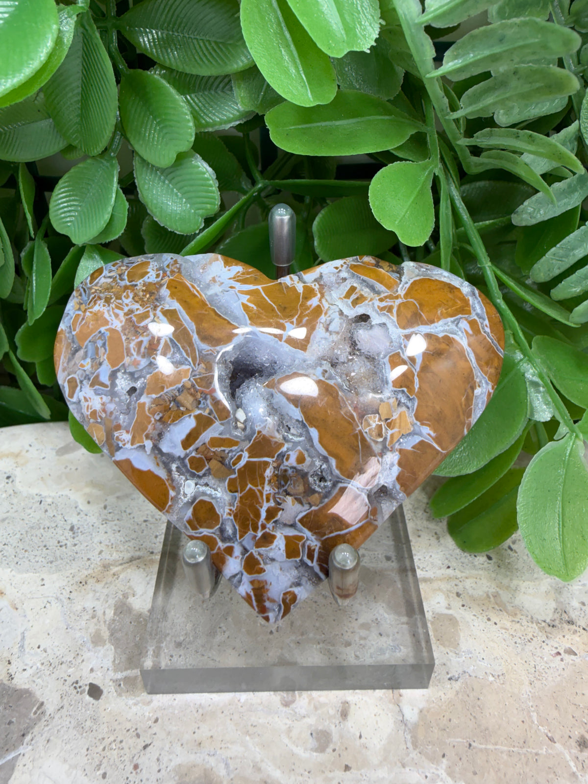 Brecciated Drusy Agate Heart | Strength • Grounding • Stability