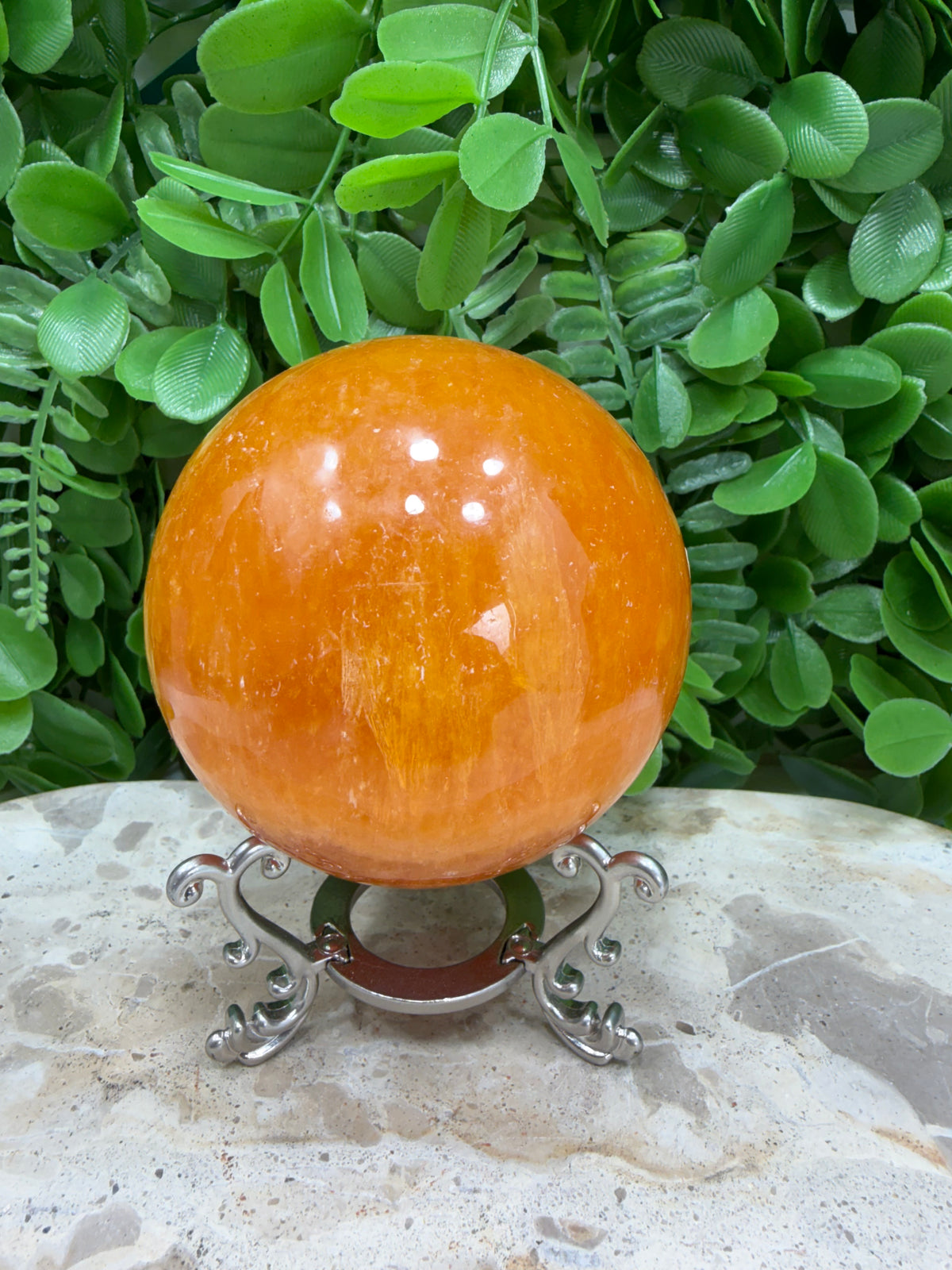 Crystallised Orange Calcite Sphere | Energy • Joy • Creativity