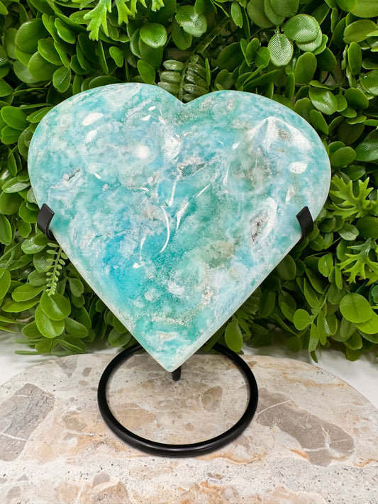 Blue Aragonite Heart 1402g