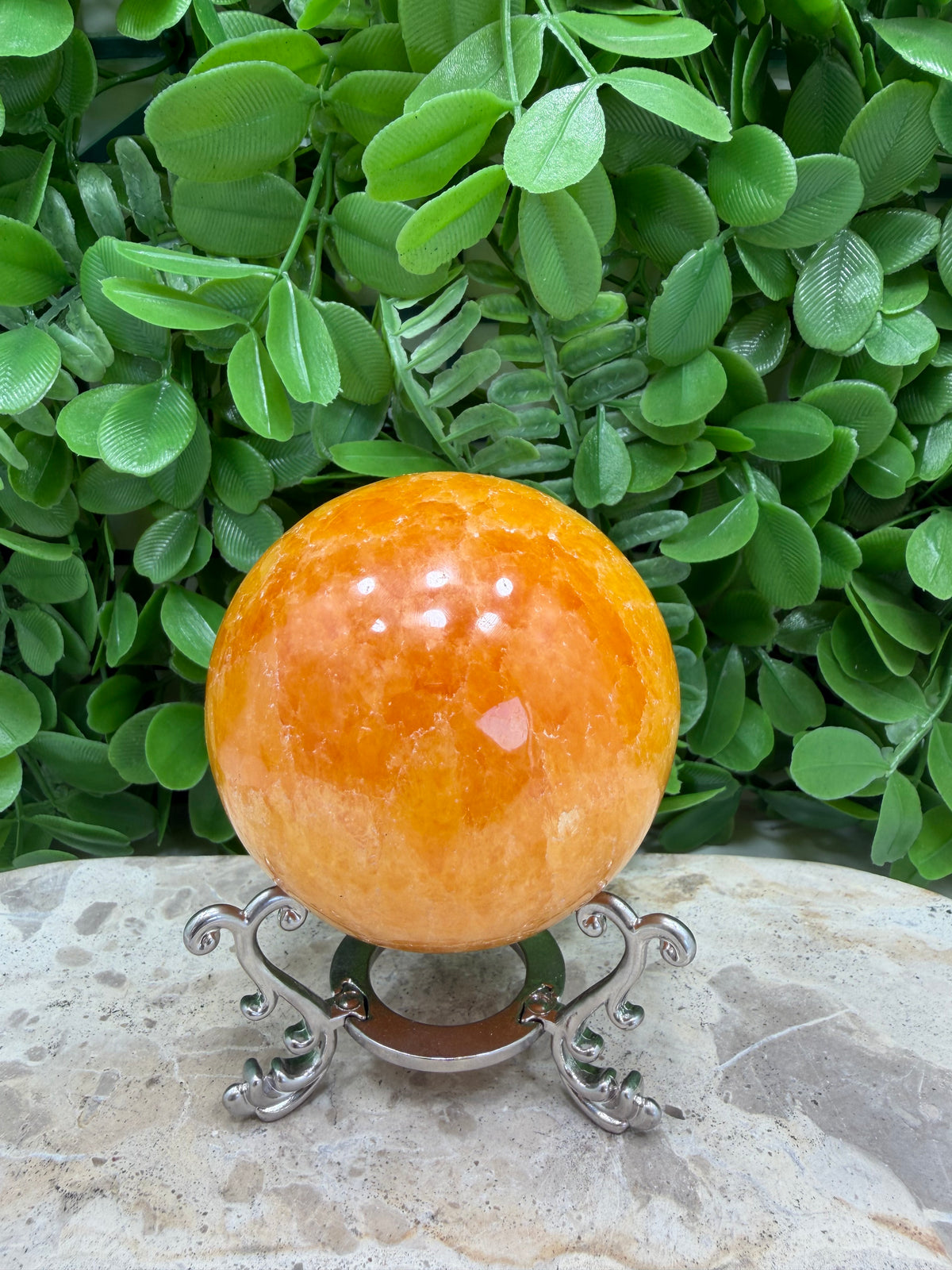 Crystaliised Orange Calcite Sphere 464g| Energy • Joy • Creativity