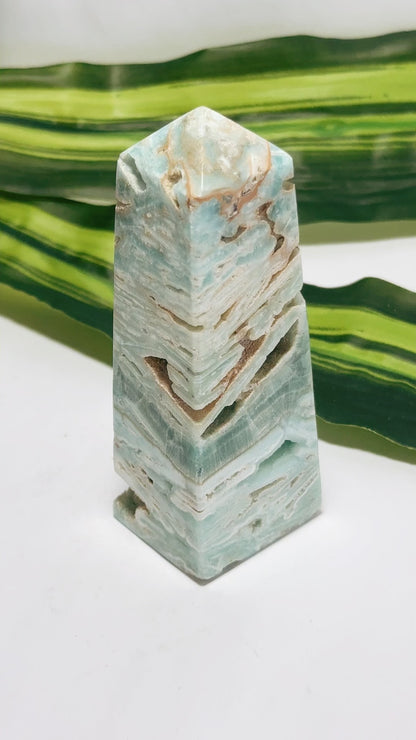 Blue Aragonite with Smithsonite Tower 194g
