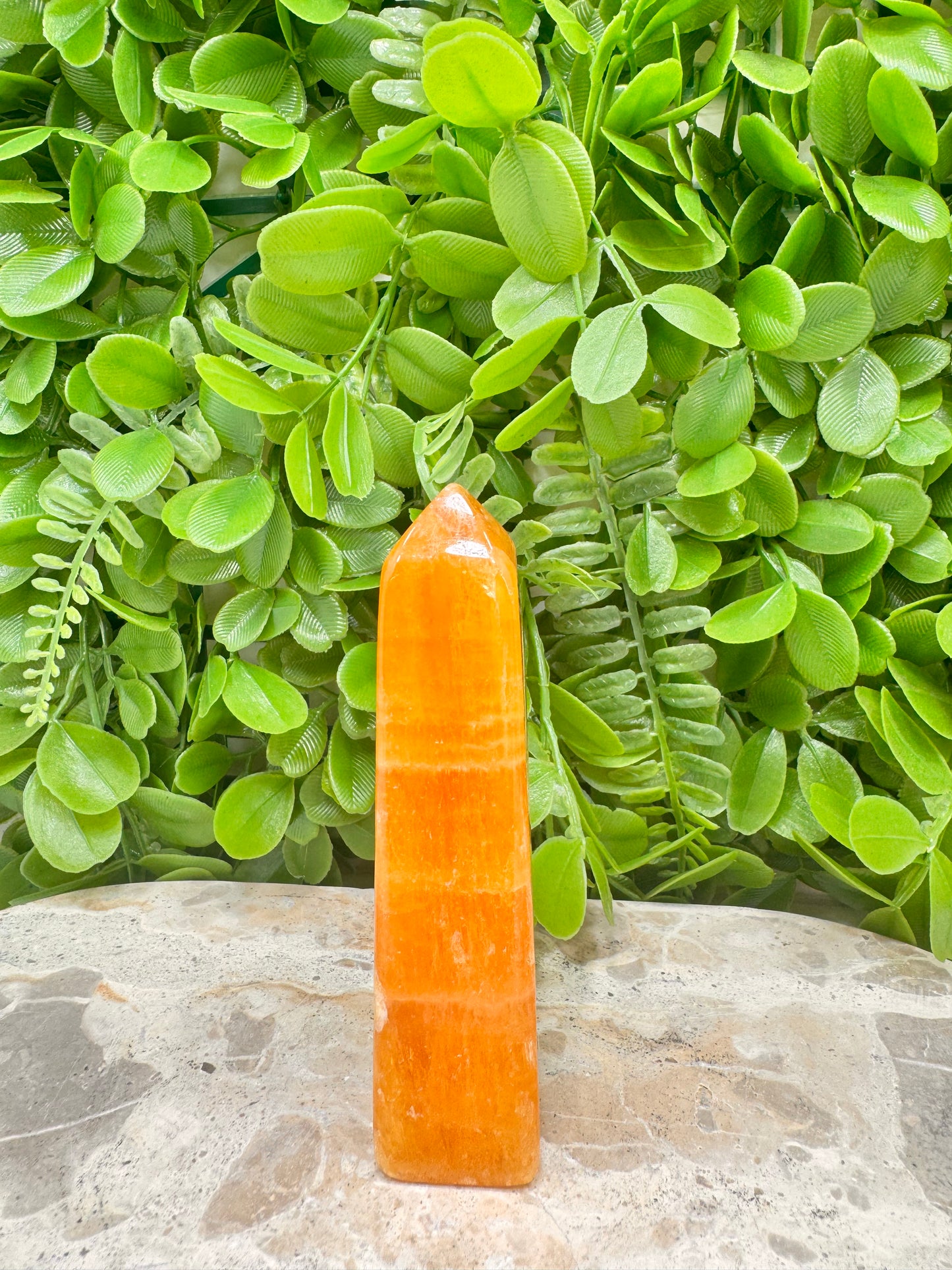 Crystalised Orange Calcite Point 156g