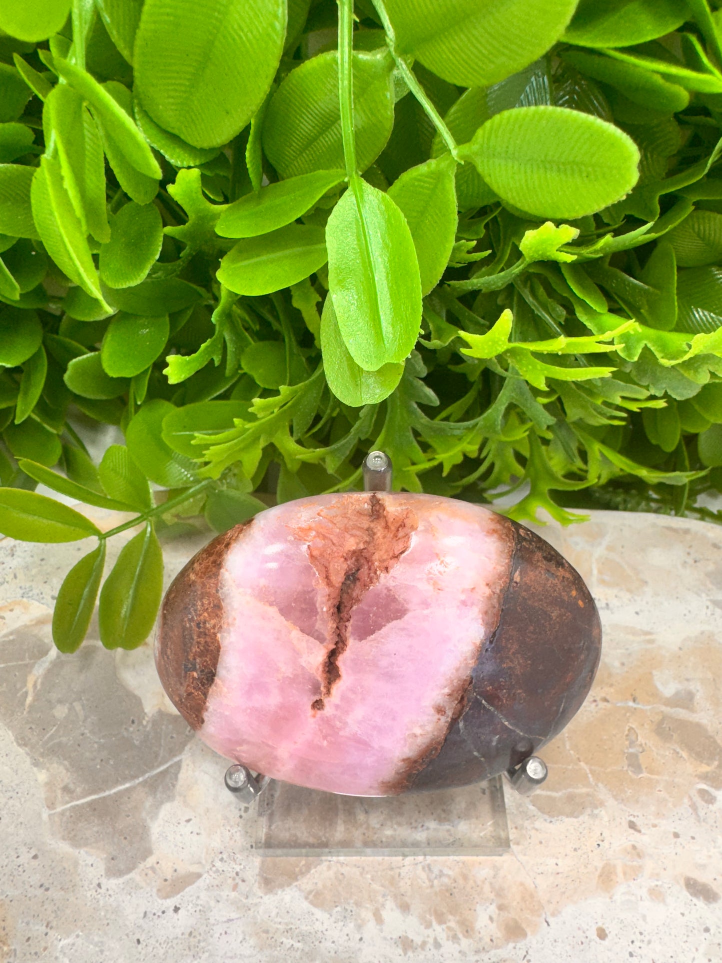 Pink Aragonite Palm Stone 160g