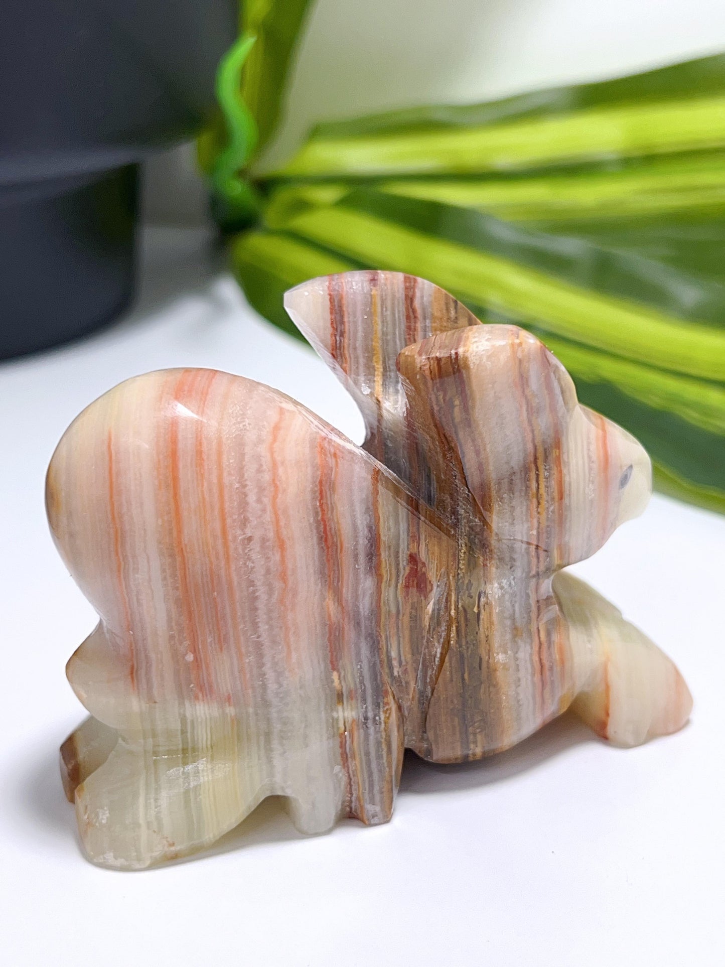 Green Banded Calcite Rabbit 226g