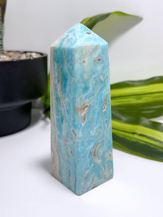Blue Aragonite with Smithsonite Tower 440g