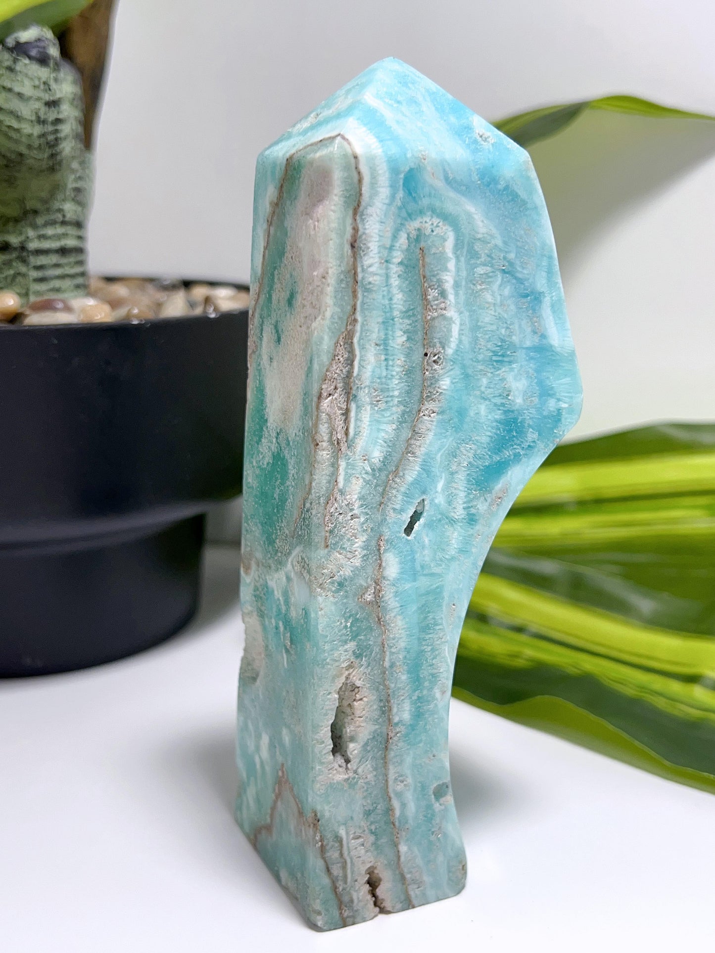 Blue Aragonite with Smithsonite Tower 552g