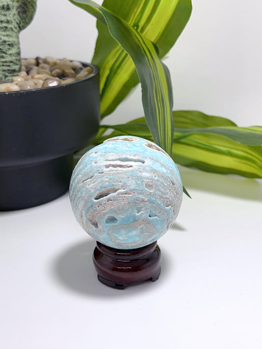 Blue Aragonite Sphere 314g
