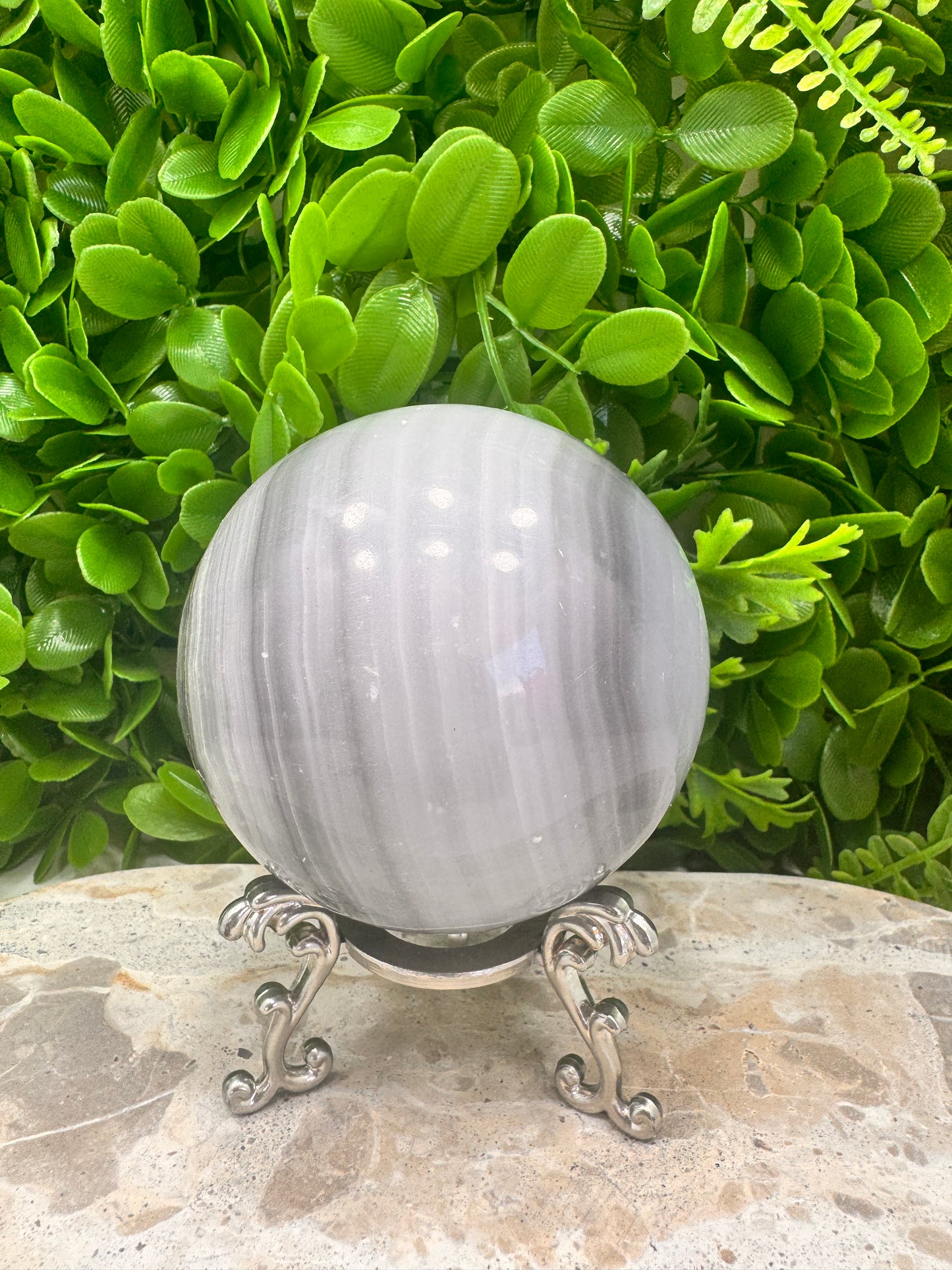 Black and White Banded Onyx Sphere 848g