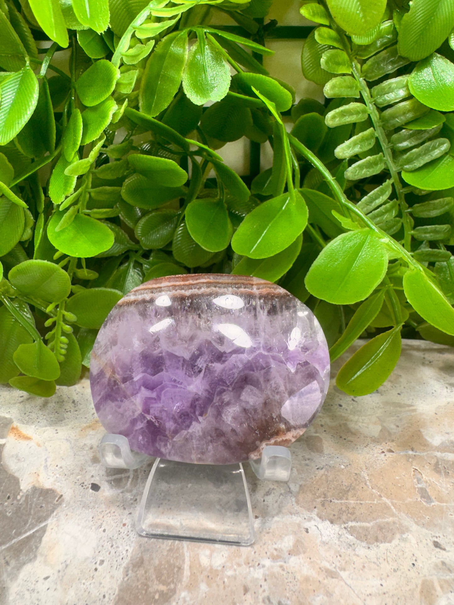 Amethyst/Mexican Agate Palm Stone 108g