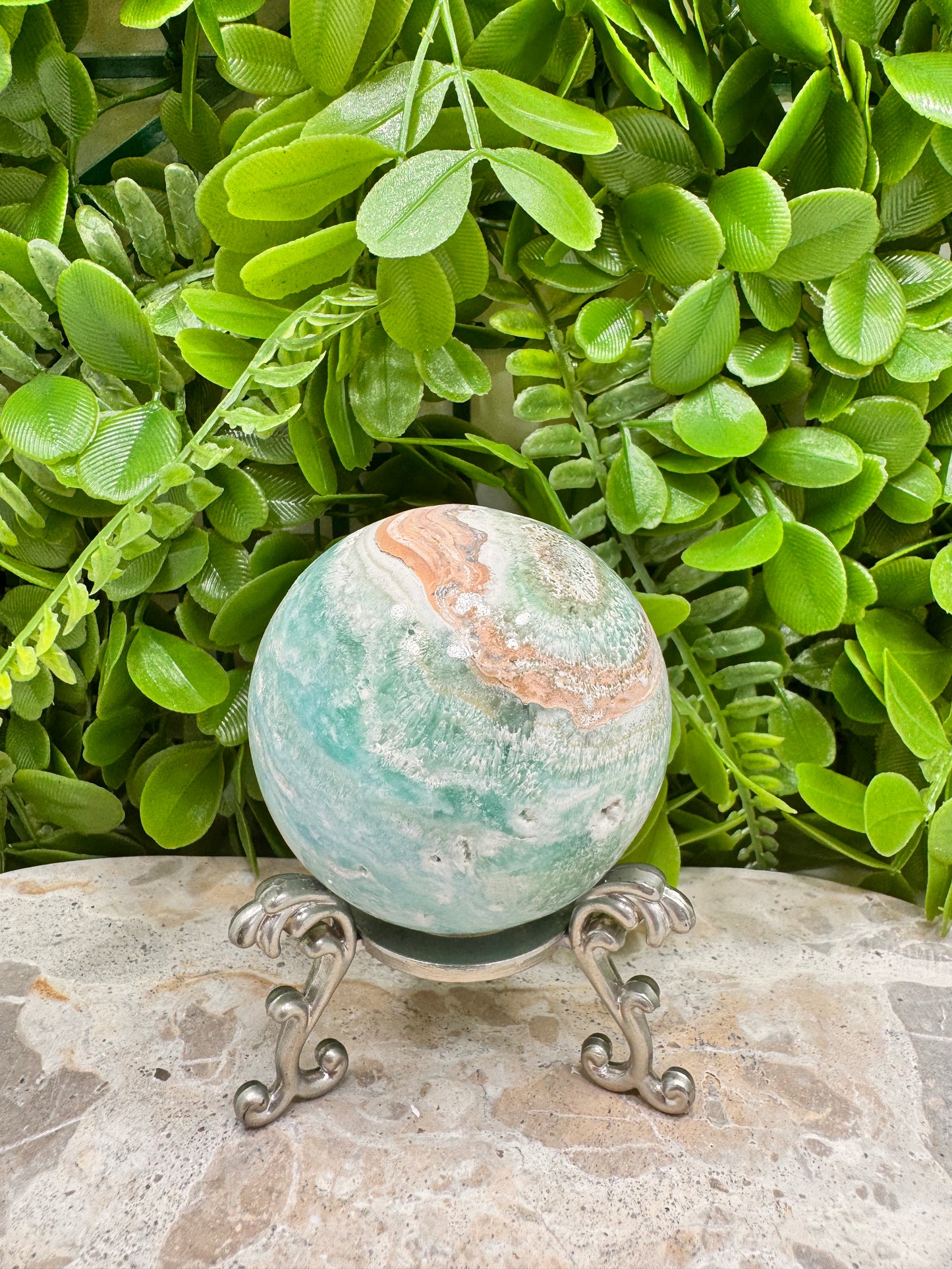 Blue Aragonite Sphere 392g