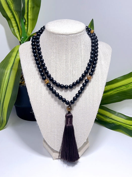 Obsidian and Tiger Eye Mala Beads