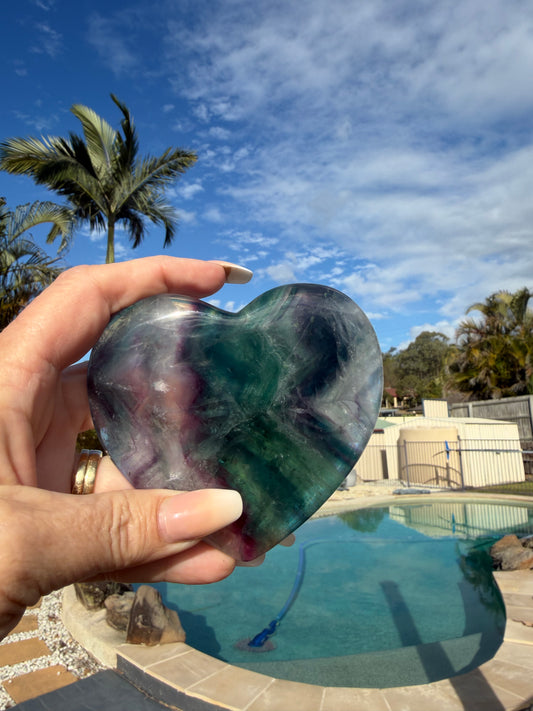 Rainbow Fluorite Heart 354g | Clarity • Focus • Balance