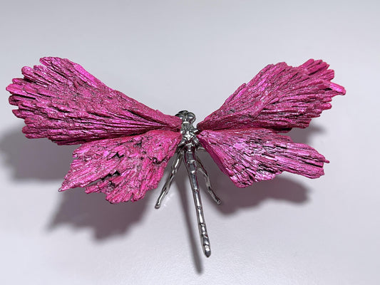 Kyanite Silver Dragonfly in Pink Aura Coating