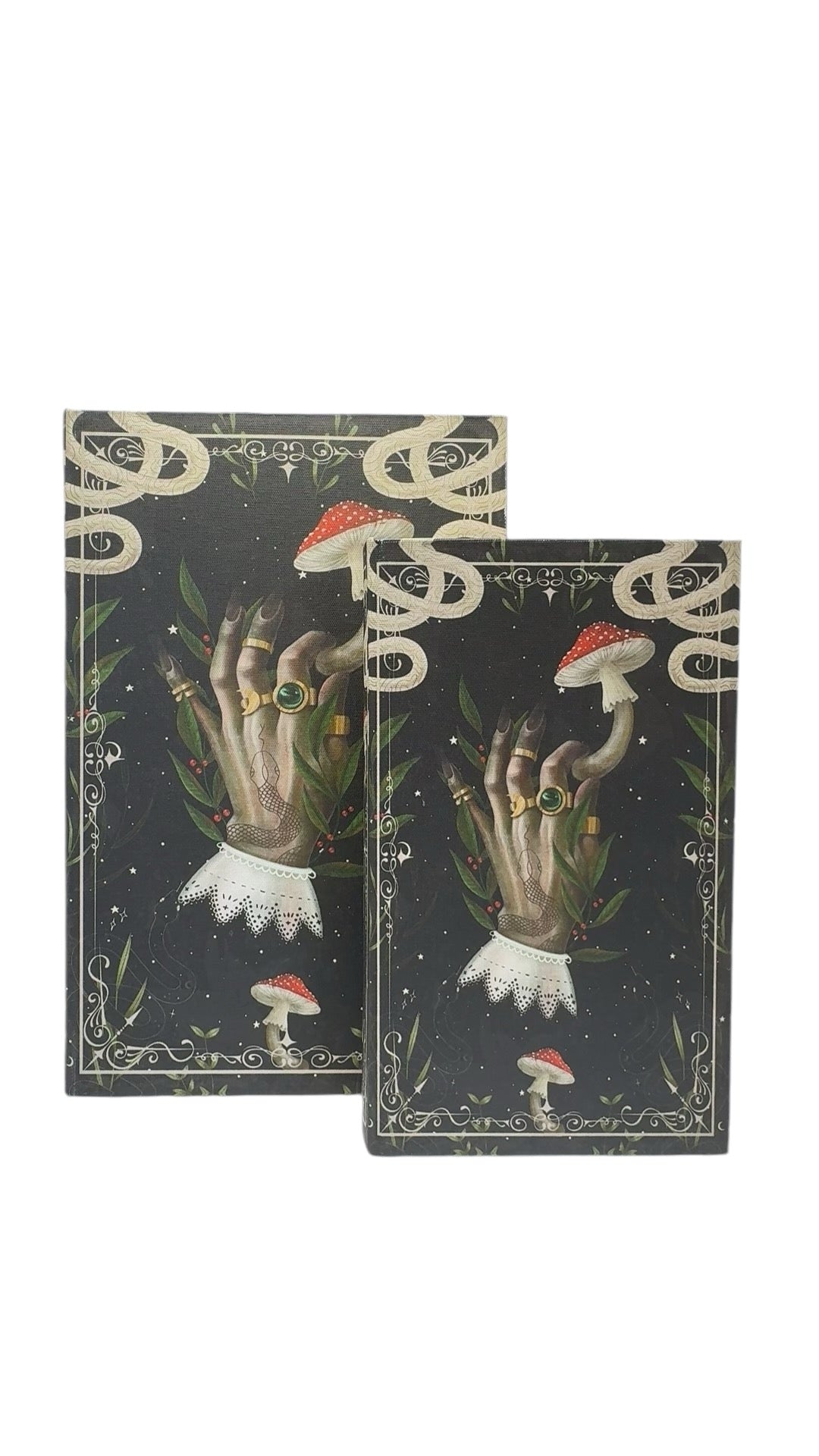 Set of 2 Book Boxes with Hand Design