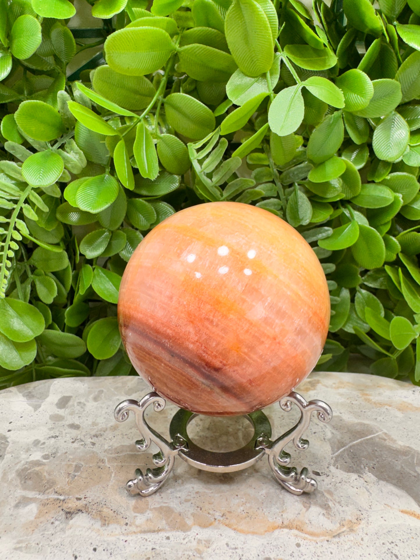 Peach Banded Calcite Sphere 528g