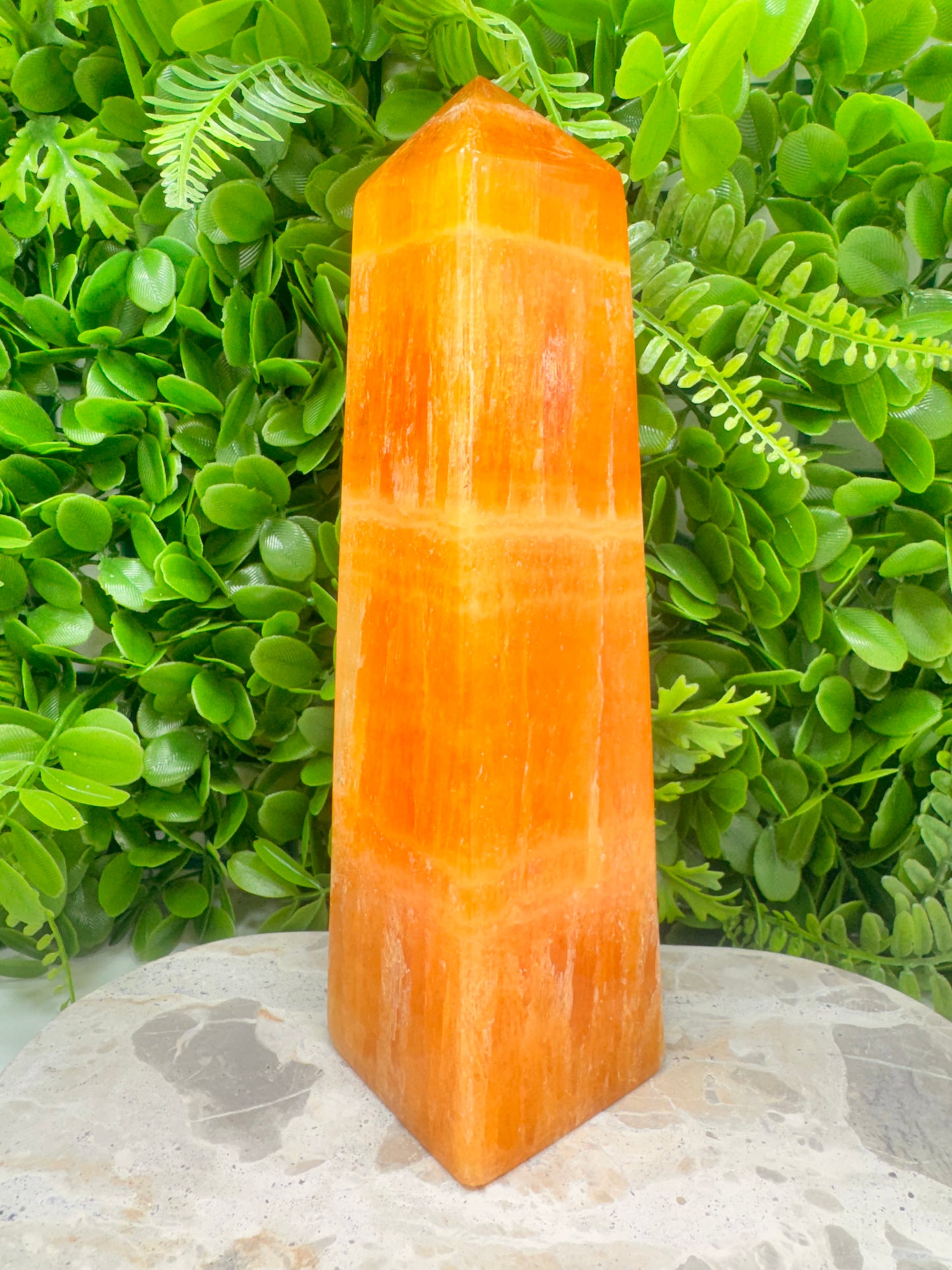 Crystallised Orange Calcite Tower 1898g