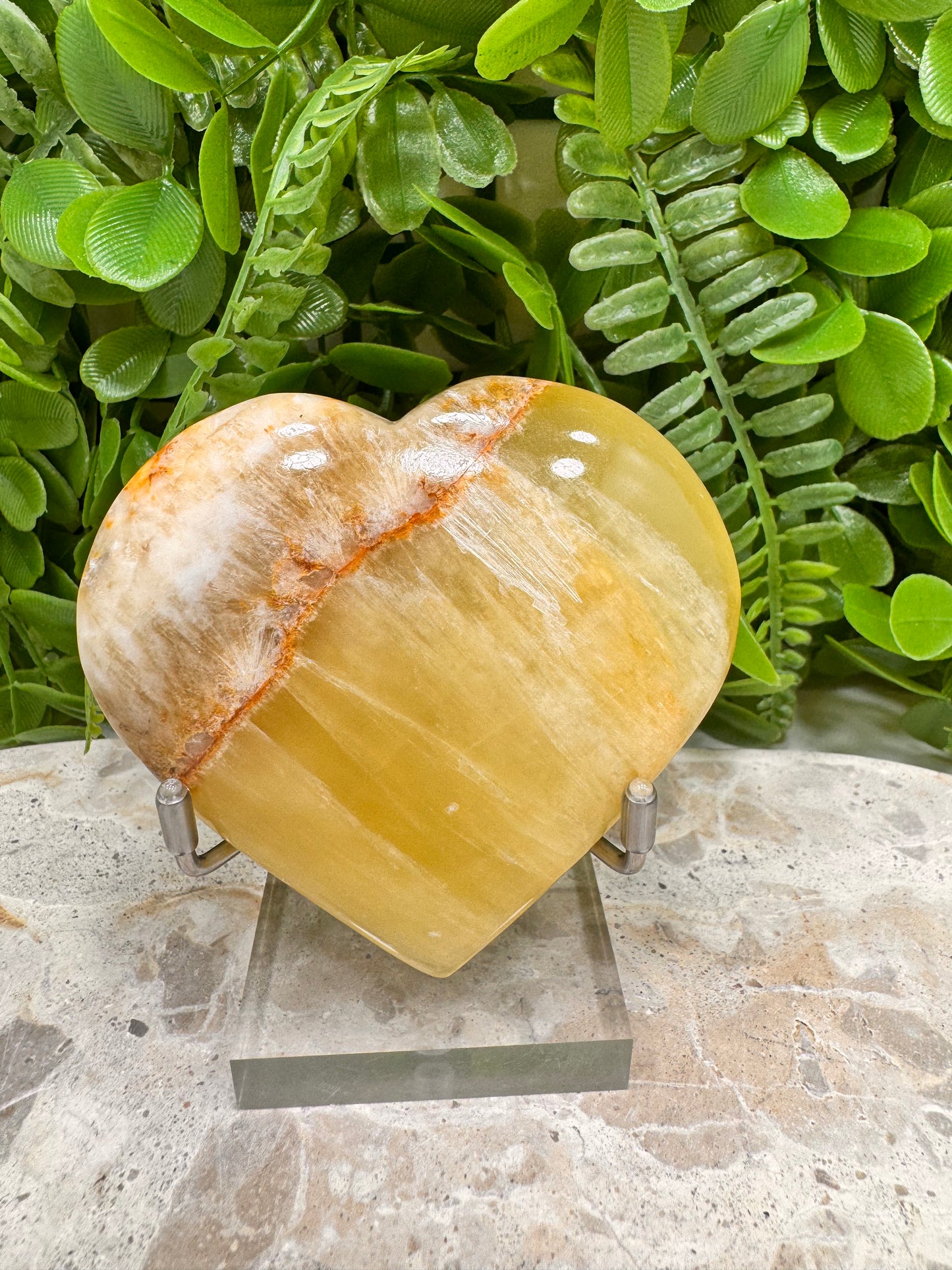 Lemon Banded Calcite Heart 210g